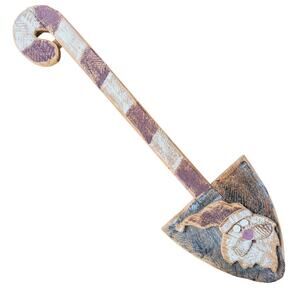 Vintage Folk Art Primitive Style Handpainted Wooden Santa Wall Decor-30.5”H